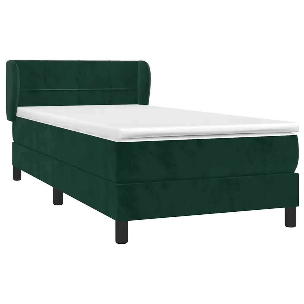 Giroletto a Molle con Materasso Verde Scuro 90x190 cm Velluto 3127466