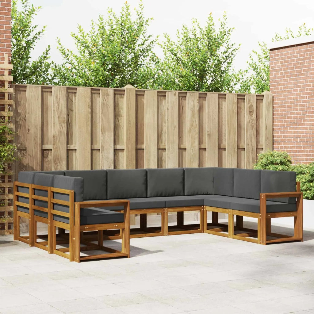 Set di divani da esterno con cuscino 9 pcs Naturale e Antracite 3366990
