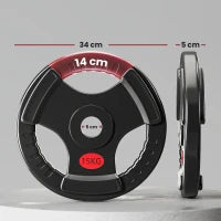 Dischi Pesi con Foro Ø50 mm, 2x15 kg con Anello Interno in Acciaio e Triplo Manico, Nero