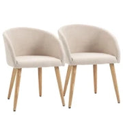 Set di 2 Sedie da Pranzo Stile Scandinavo Imbottite in Tessuto, 55x56x74 cm, Beige