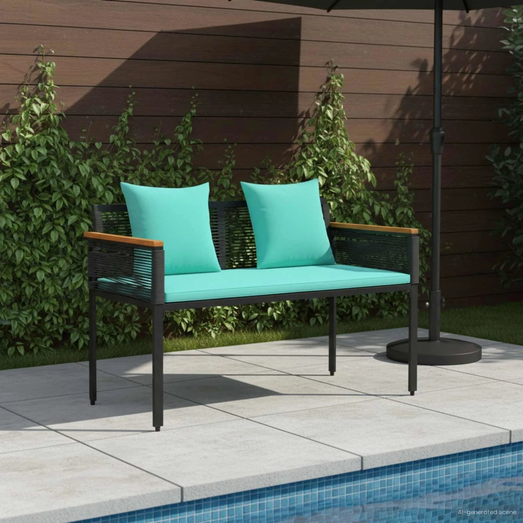 Panchina da esterno Nero e Turchese 117 x 54 x 74.5 cm 42025242