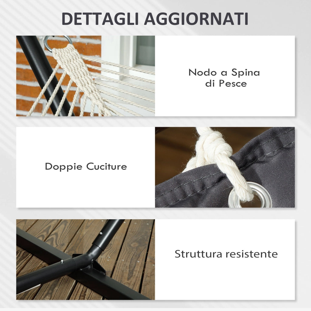Amaca da Giardino Portatile 368x93x110 cm con Cuscino Integrato Grigio Scuro