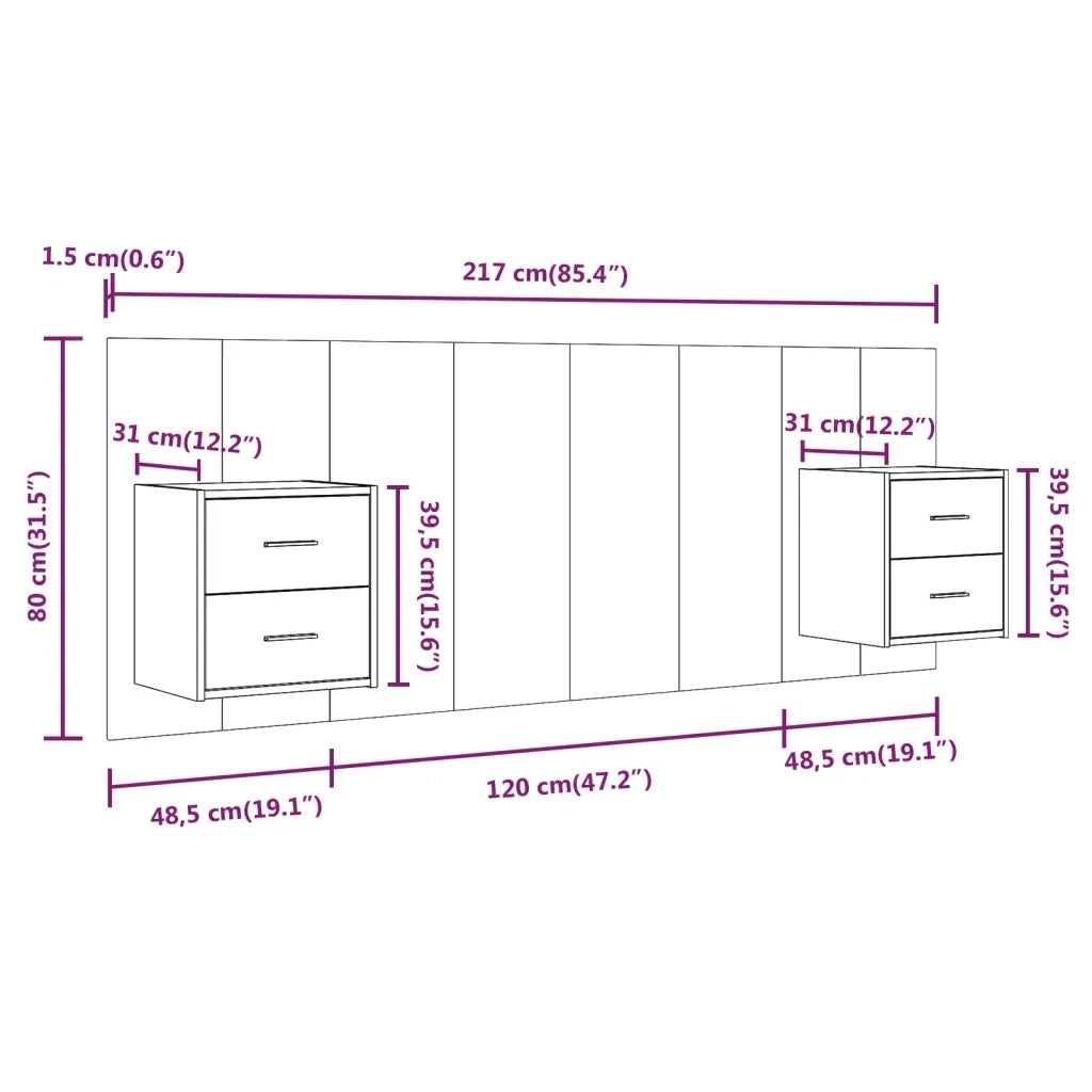 Testiera per Letto con Comodini in Legno Multistrato Bianco cod mxl 51206