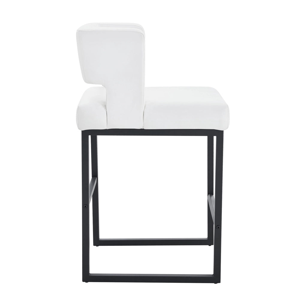Sgabello da bar 91.4 cm con seduta imbottita; gambe in metallo; PU bianco e nero