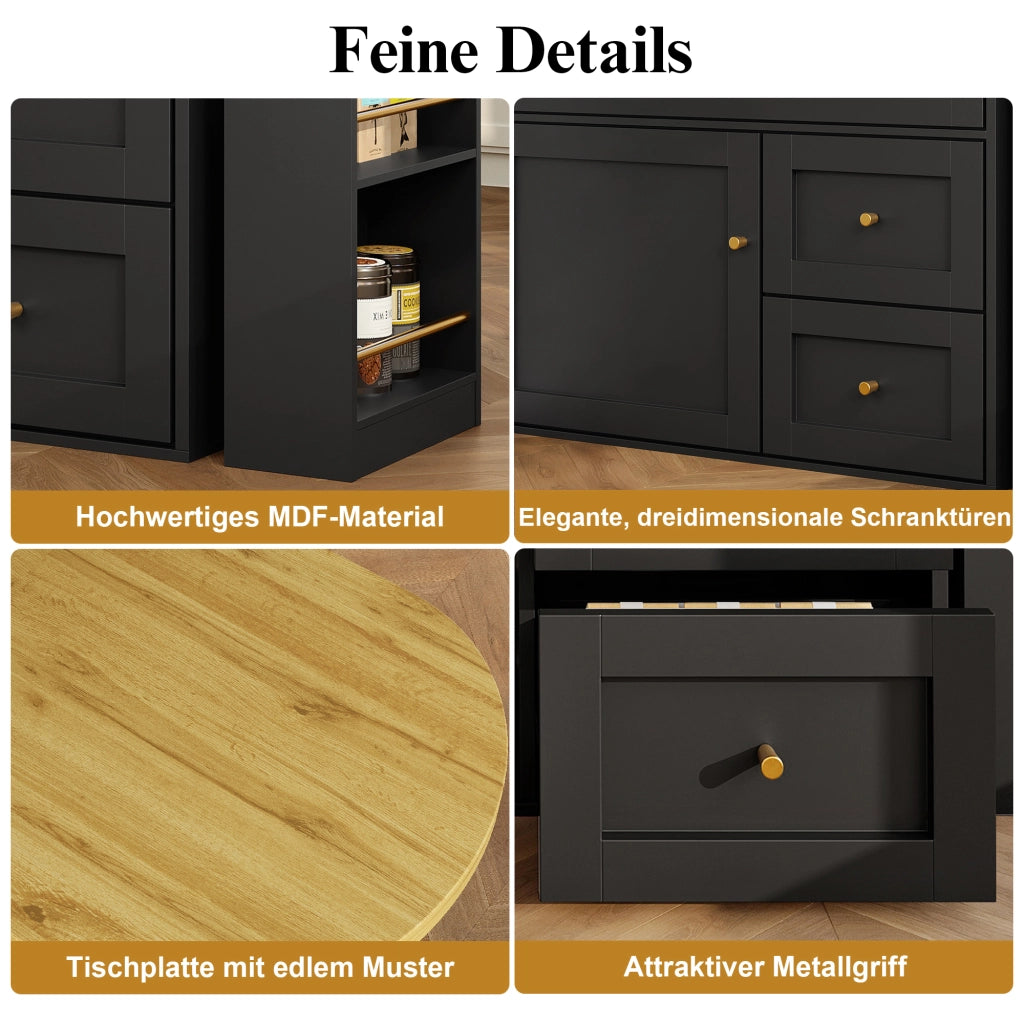 TAVOLO BAR ESTENSIBILE 138-204x39x105 cm MDF e metallo Nero con vano contenitore