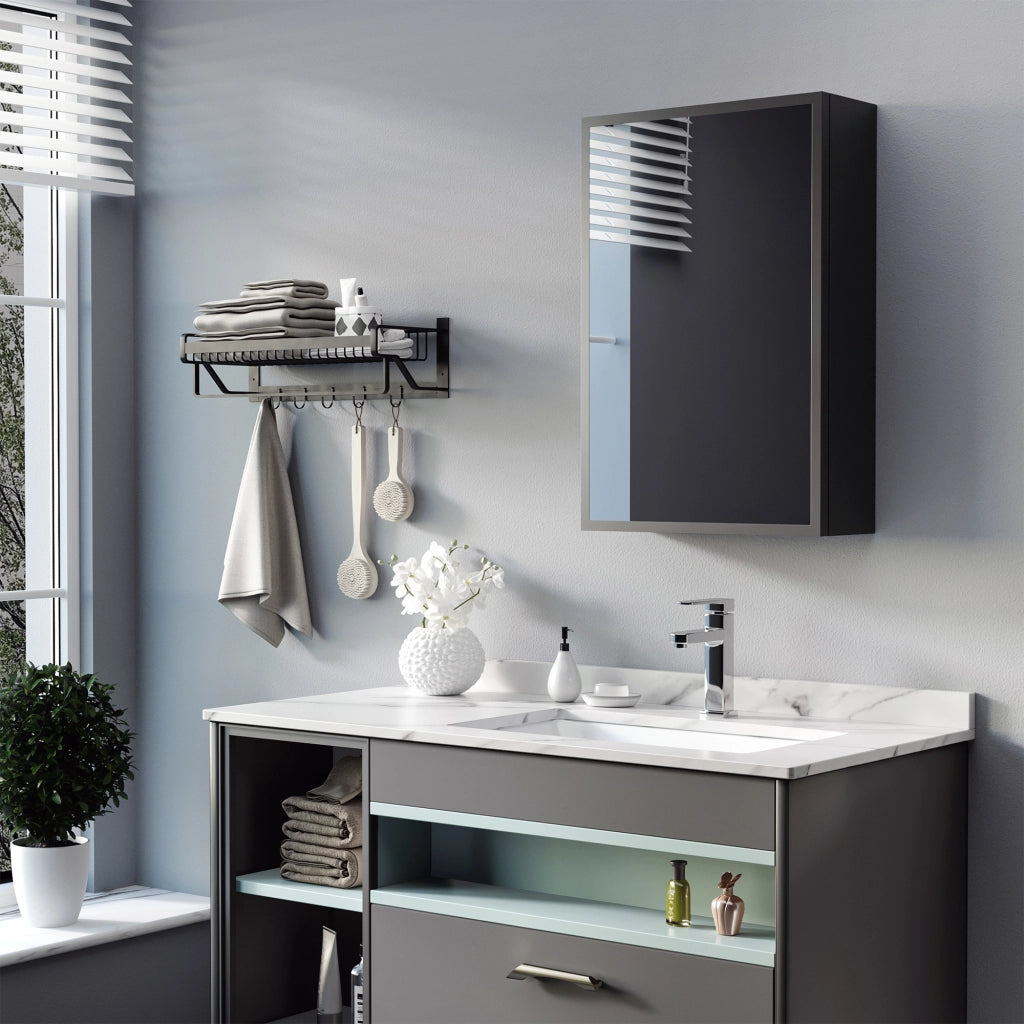 Armadio con specchio ¨C zephmum ¨C nero, 40x15x60 cm