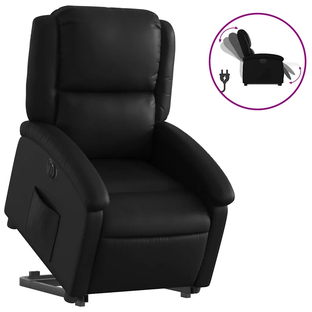Poltrona Alzapersona Reclinabile Elettrica Nera in Similpelle 3204240