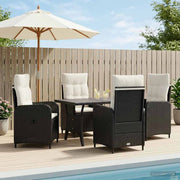 Set da pranzo per esterni 5 pz Nero e Bianco Crema polyrattan 3422259