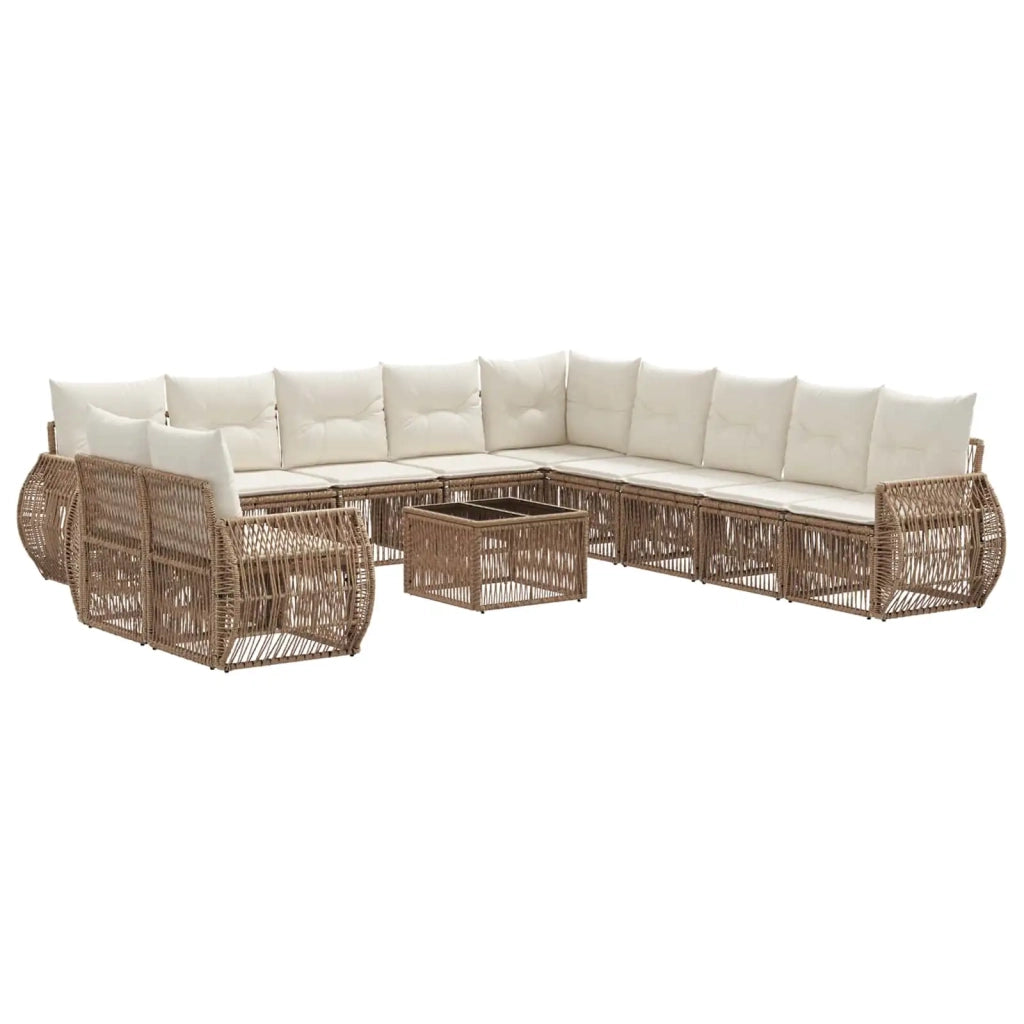 Set Divano da Giardino 12 pcs Beige e Bianco Crema polyrattan 3435474