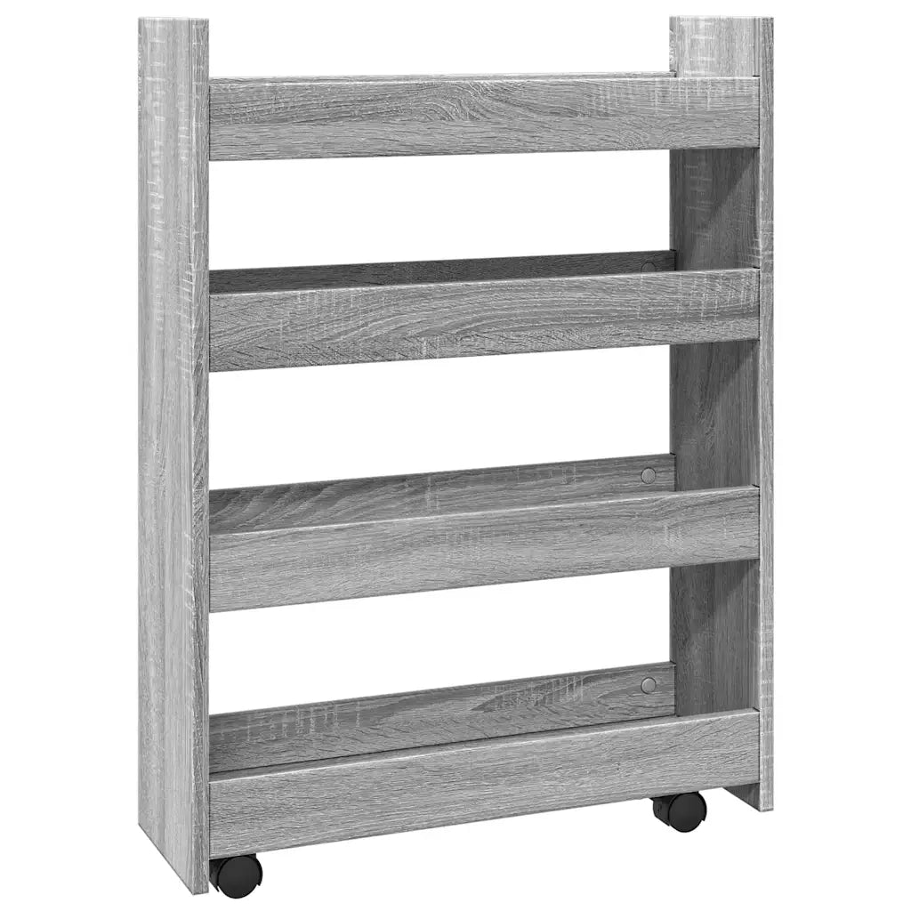 Carrello Stretto a 4 Livelli Grigio Sonoma in Truciolato 855264