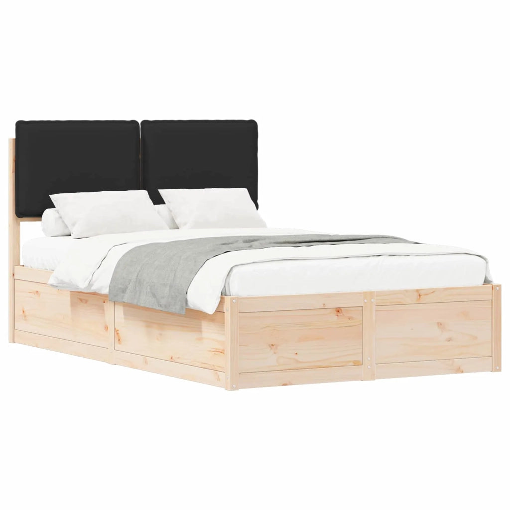 Letto con Testiera Rivestita Nero 120 x 200 cm Pino massello