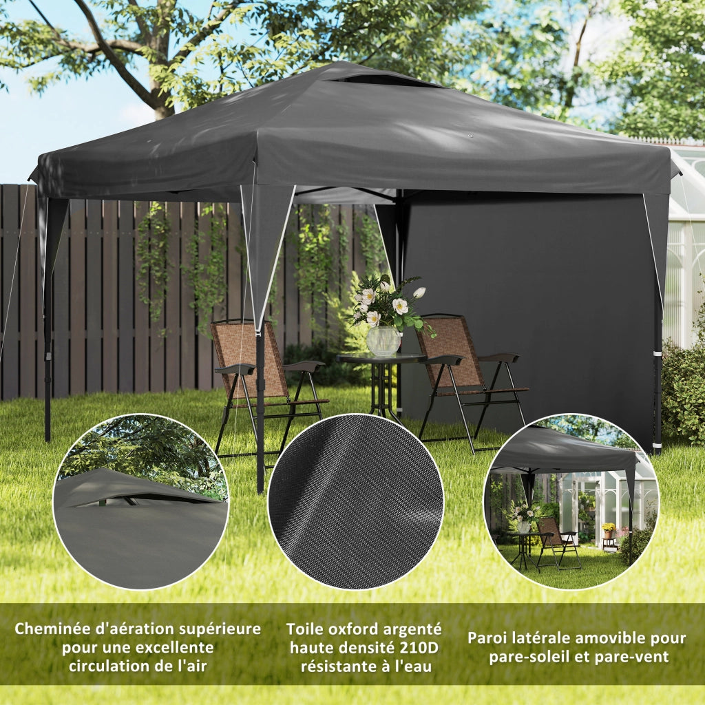 Gazebo da giardino pieghevole con parete laterale ¨C zephmum ¨C acciaio tessuto Oxford