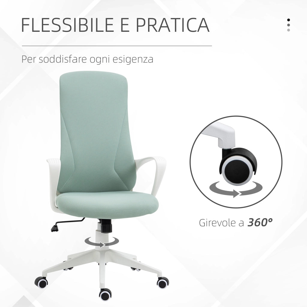 Sedia da Ufficio Ergonomica Imbottita con Schienale e Altezza Regolabile ¨C Minimal ¨C Verde 62x56x110-119.5 cm