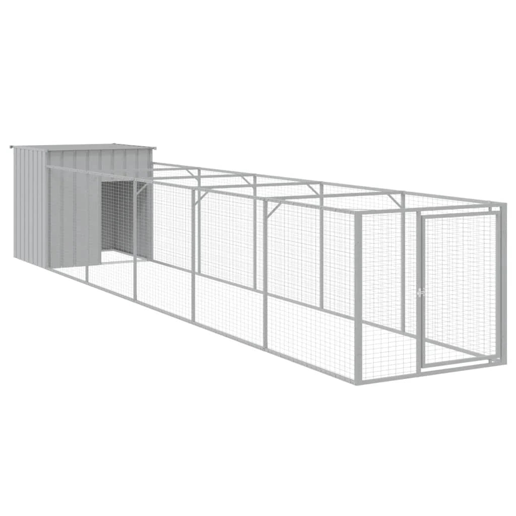 Cuccia per cani con cortile luminoso 110 x 609 x 110 cm grigio 02_0043492