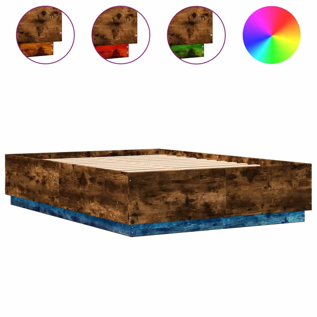 Giroletto con Luci LED Rovere Fumo 150x200 cm Legno Multistrato 3209608