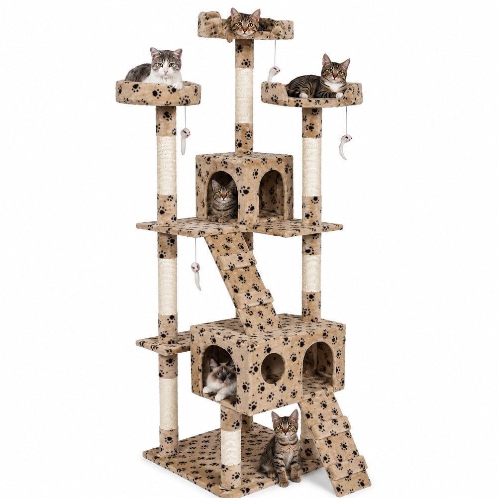 Tiragraffi per Gatti Albero Sisal Parco Giochi Gatto Tira Graffi 170cm Beige