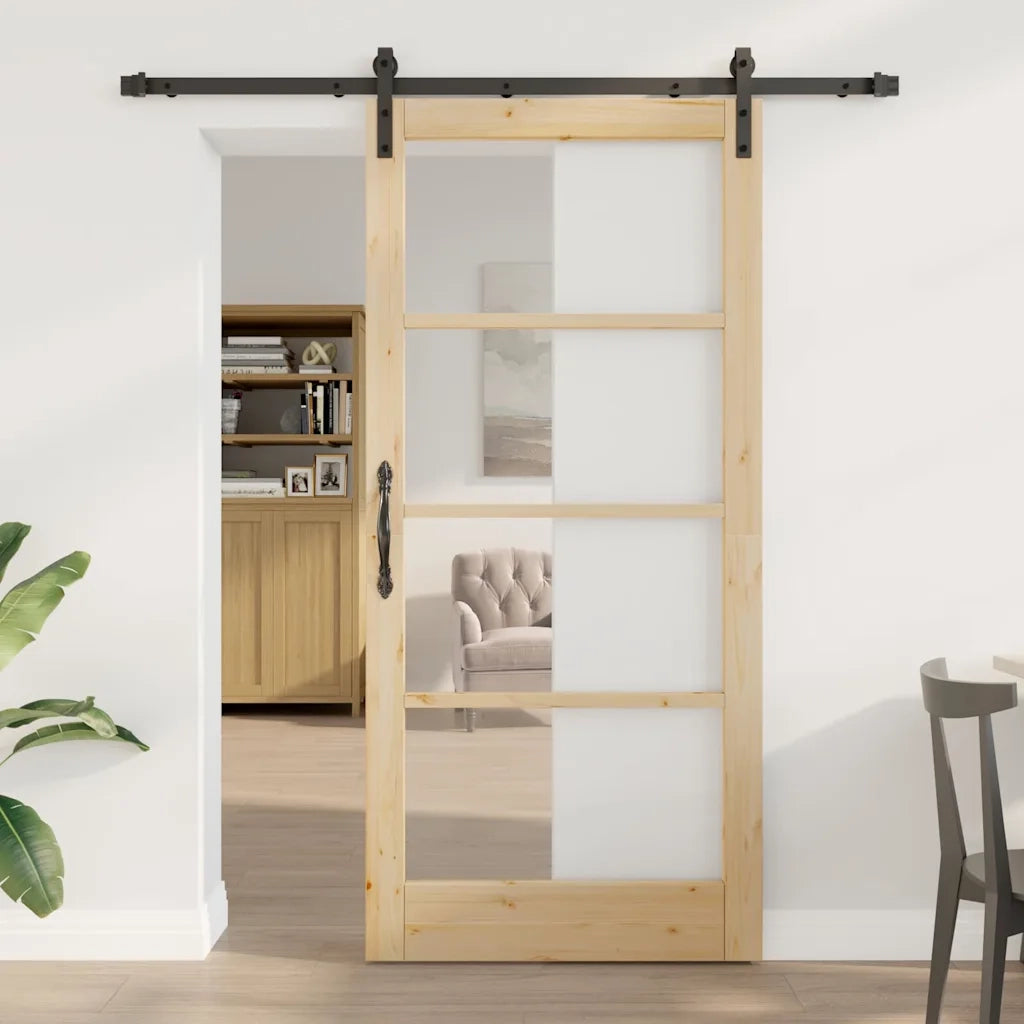 Porta scorrevole ORKDAL Naturale e Nero 93 x 202 cm 3331839