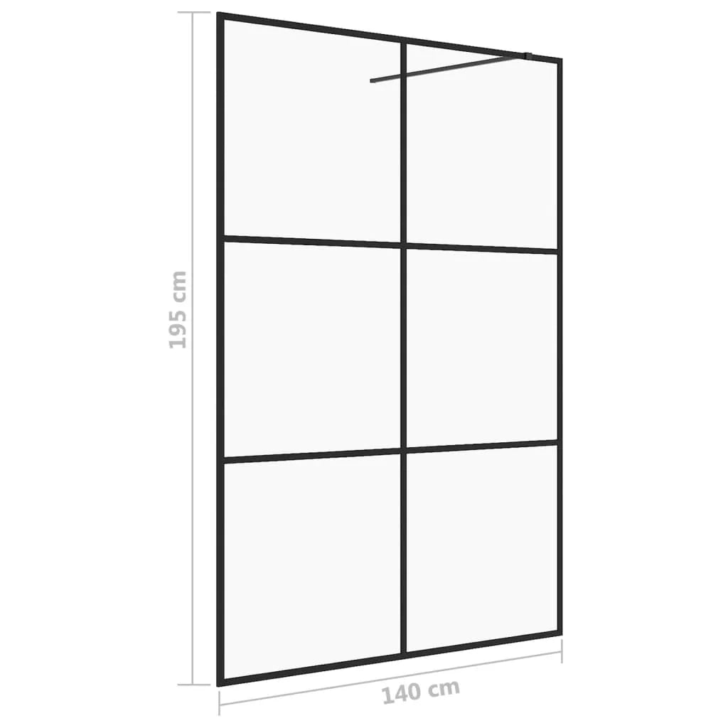 Parete doccia con vetro divisorio per vasca accessorio da bagno box doccia arredamento per la casa ESG trasparente 140 x 195 cm nero 02_0002148