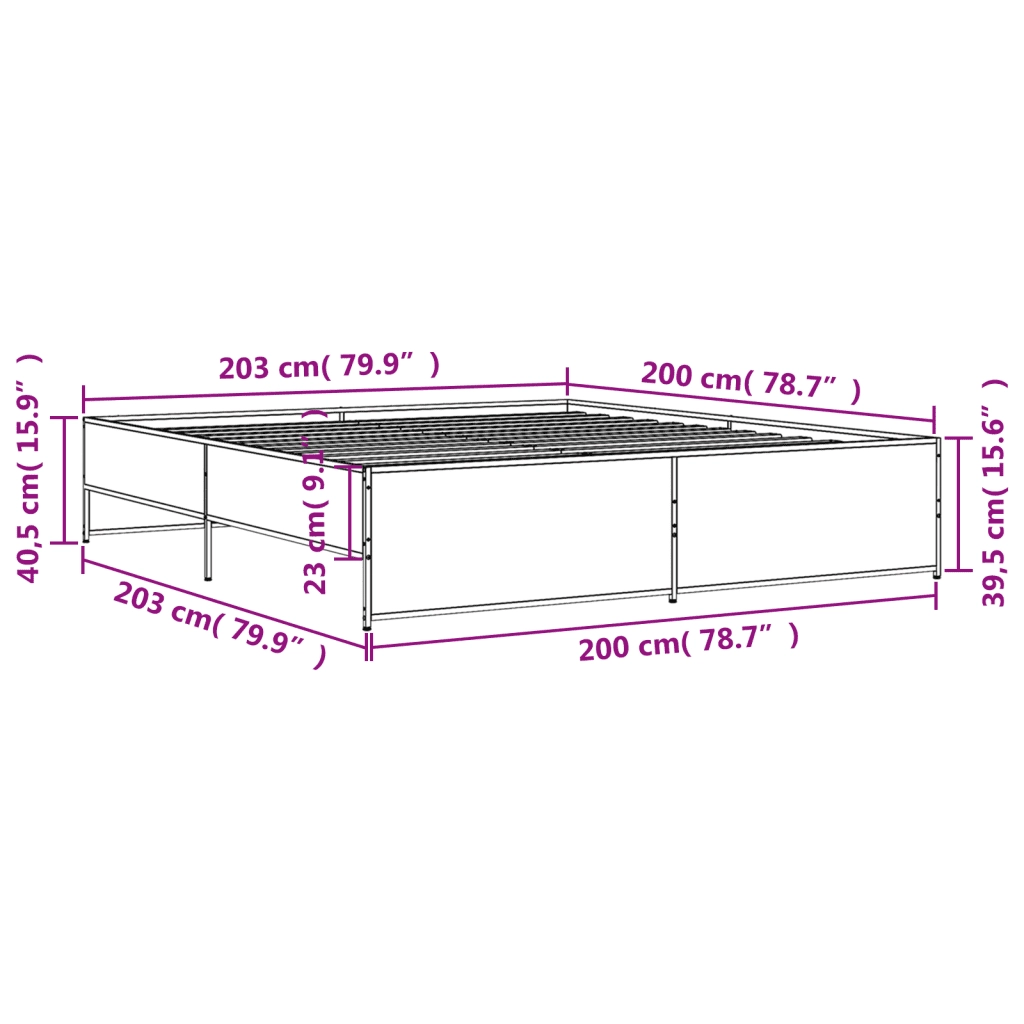 Giroletto Grigio Sonoma 200x200 cm in Legno Multistrato Metallo 3279870