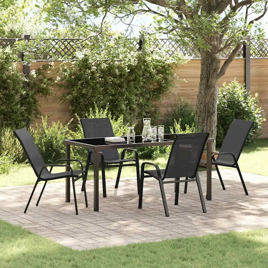 Set da Pranzo per Giardino 5 pz | Set Salotto da Giardino Nero