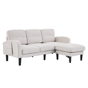 Divano angolare 3 posti modulare con chaise longue e tasche laterali in tessuto beige