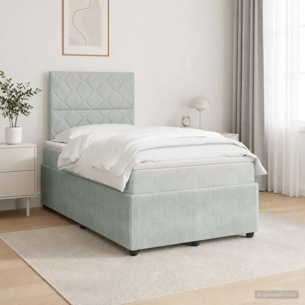 Letto Box Spring LED con Materasso Grigio Chiaro 120 x 200 cm 3456053