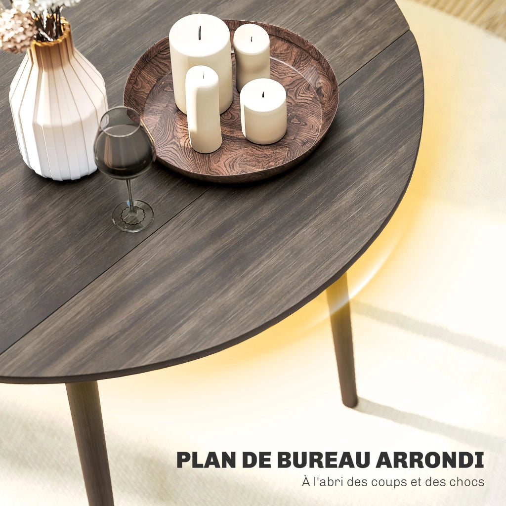 Tavolo da pranzo allungabile pieghevole rotondo ¨C zephmum ¨C grigio legno ? 89x73.5 cm