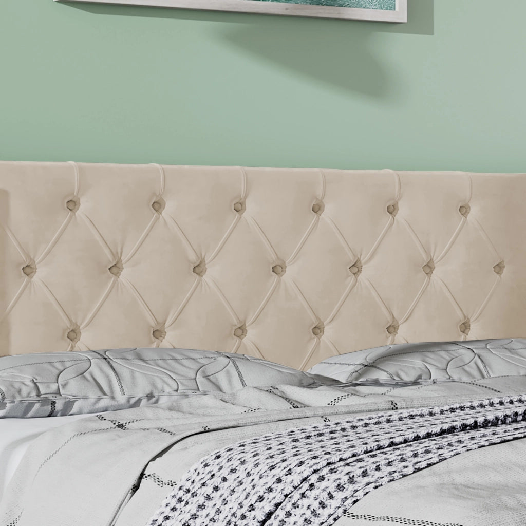 Letto contenitore imbottito in velluto beige 160x200 cm con rete a doghe