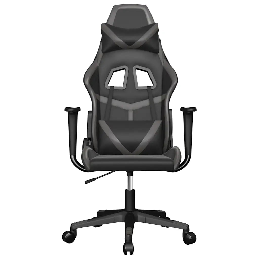 vidaXL Sedia da Gaming Massaggiante Nero e Grigio in Similpelle