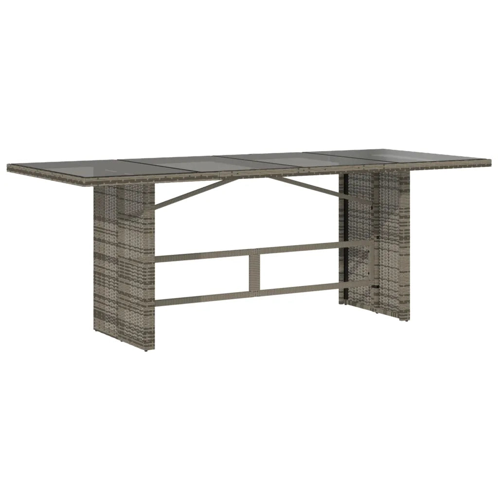 Tavolo da Giardino Piano in Vetro Grigio 190x80x74cm Polyrattan 365306