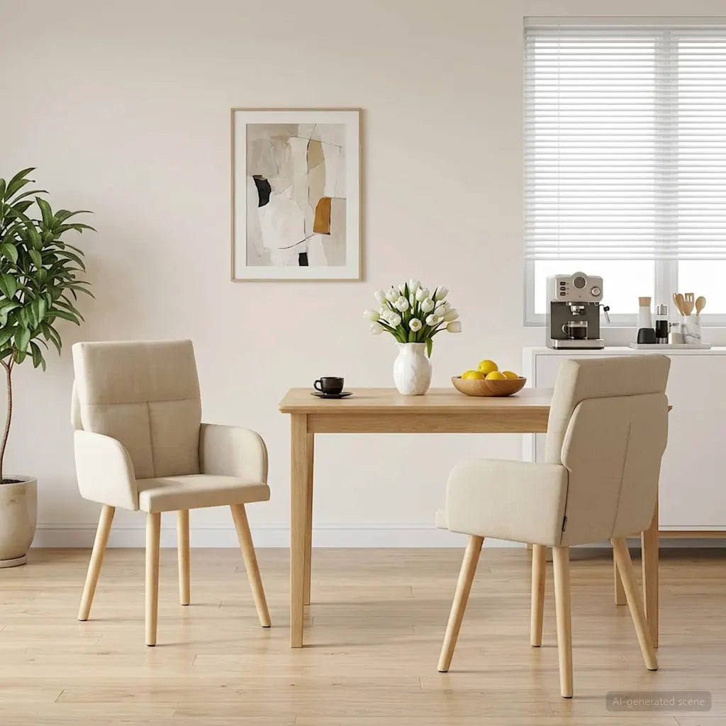Sedie da pranzo 2 pz Tessuto Crema 60 x 56 x 96 cm 42034364