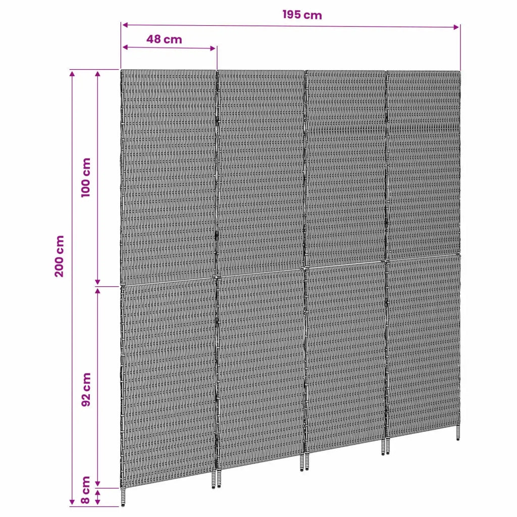 Divider per stanze Beige 195 x 180 cm polyrattan 42003679