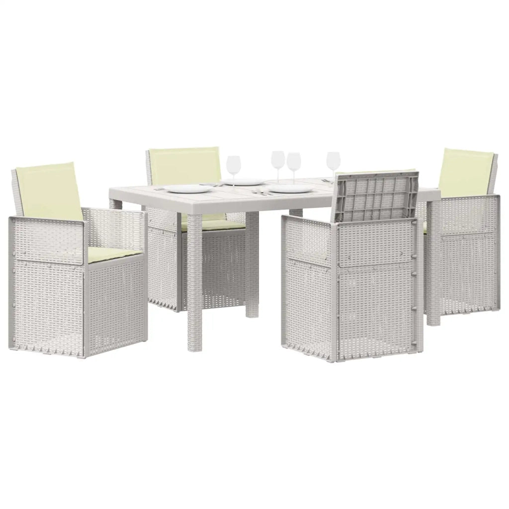 Set da Pranzo per Giardino con cuscino 5 pcs Bianco e Crema PP 3430063