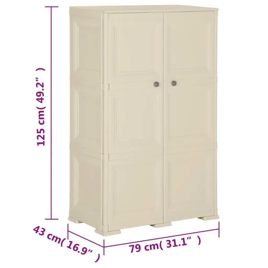 Armadietto in Plastica 79x43x125 cm Effetto Legno Bianco Angora 340592