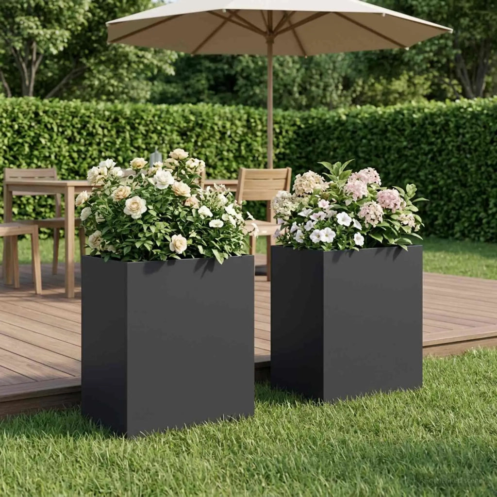 Vaso da giardino 2 pz Nero 40 x 30 x 40 cm 8005471