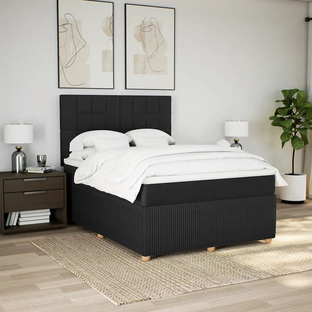 Giroletto a Molle con Materasso Nero 140x200 cm in Tessuto