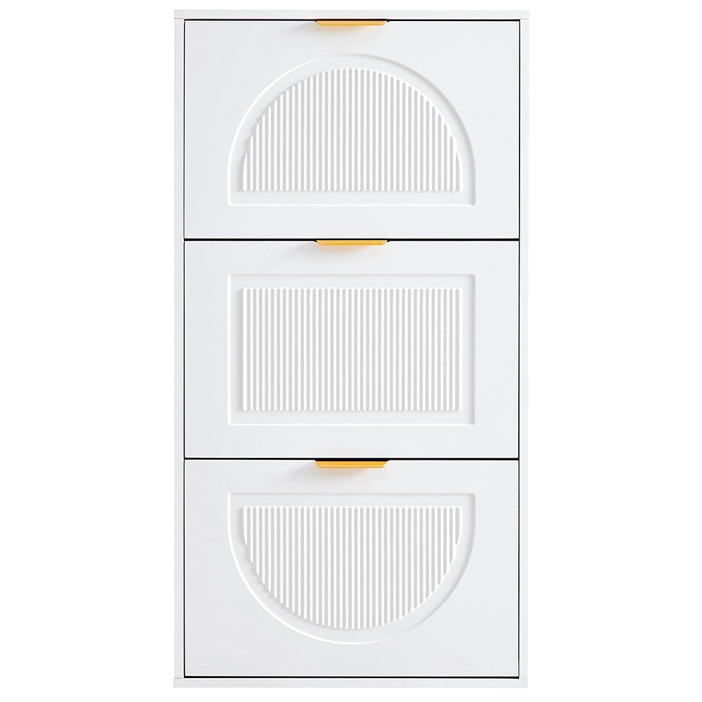 Armadio scarpe stretto 3 ante - Xylo - 60x24x114 cm - Bianco - Per corridoio o salotto