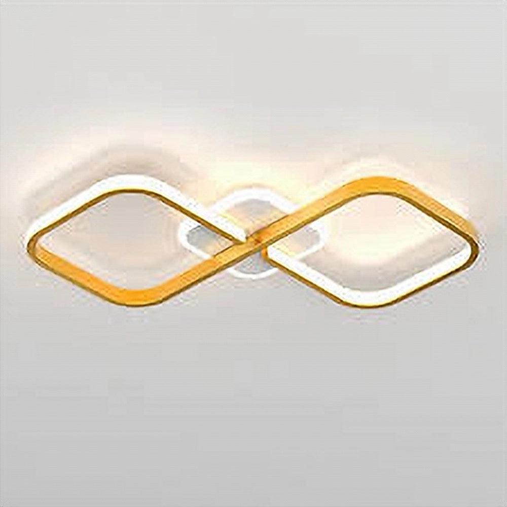 Trade Shop - Plafoniera Led 20w Intrecciato Quadrato Oro Da Soffitto Moderno Luce 6500k 71309 -