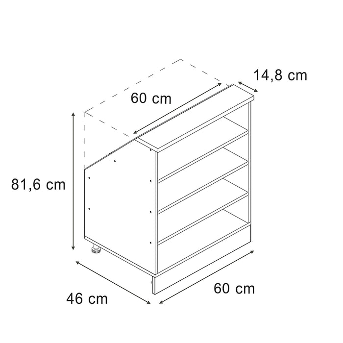 Vicco Mobile sottotetto Bianco 60 x 81.6 cm con 4 scomparti