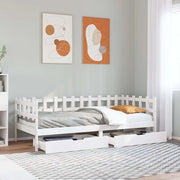 Dormeuse con Cassetti Bianca 80x200 cm Legno Massello di Pino 3302127