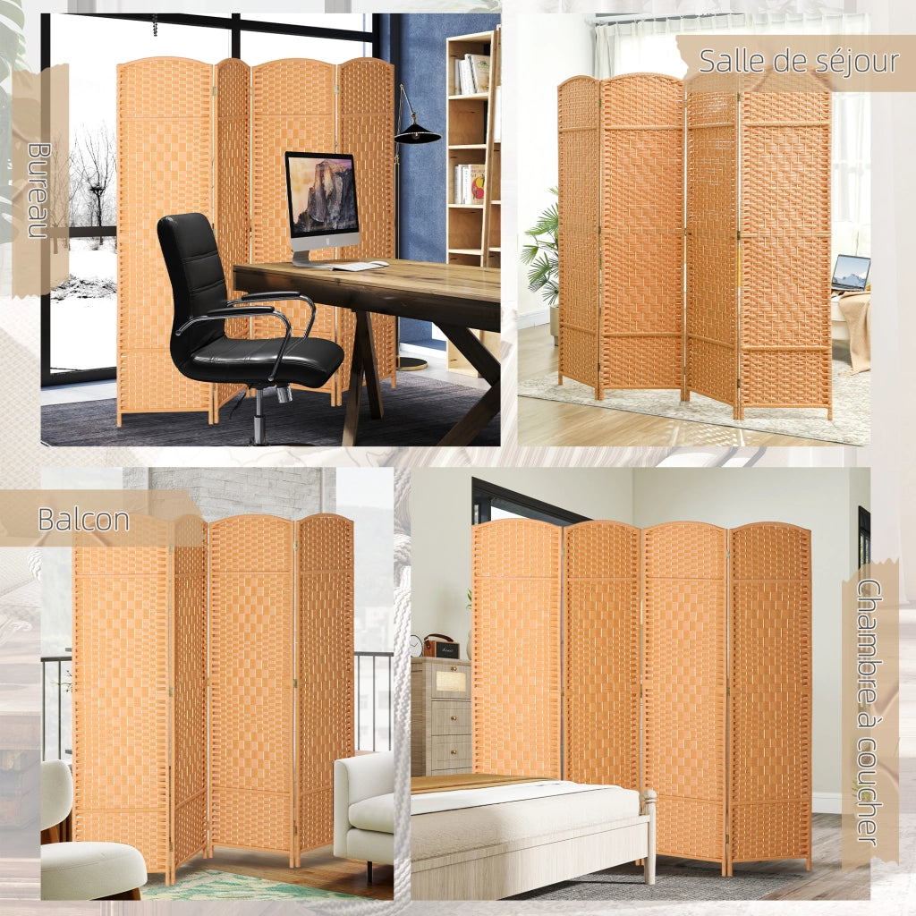 Paravent 4 pannelli in legno ¨C zephmum ¨C 180x180 cm marrone chiaro