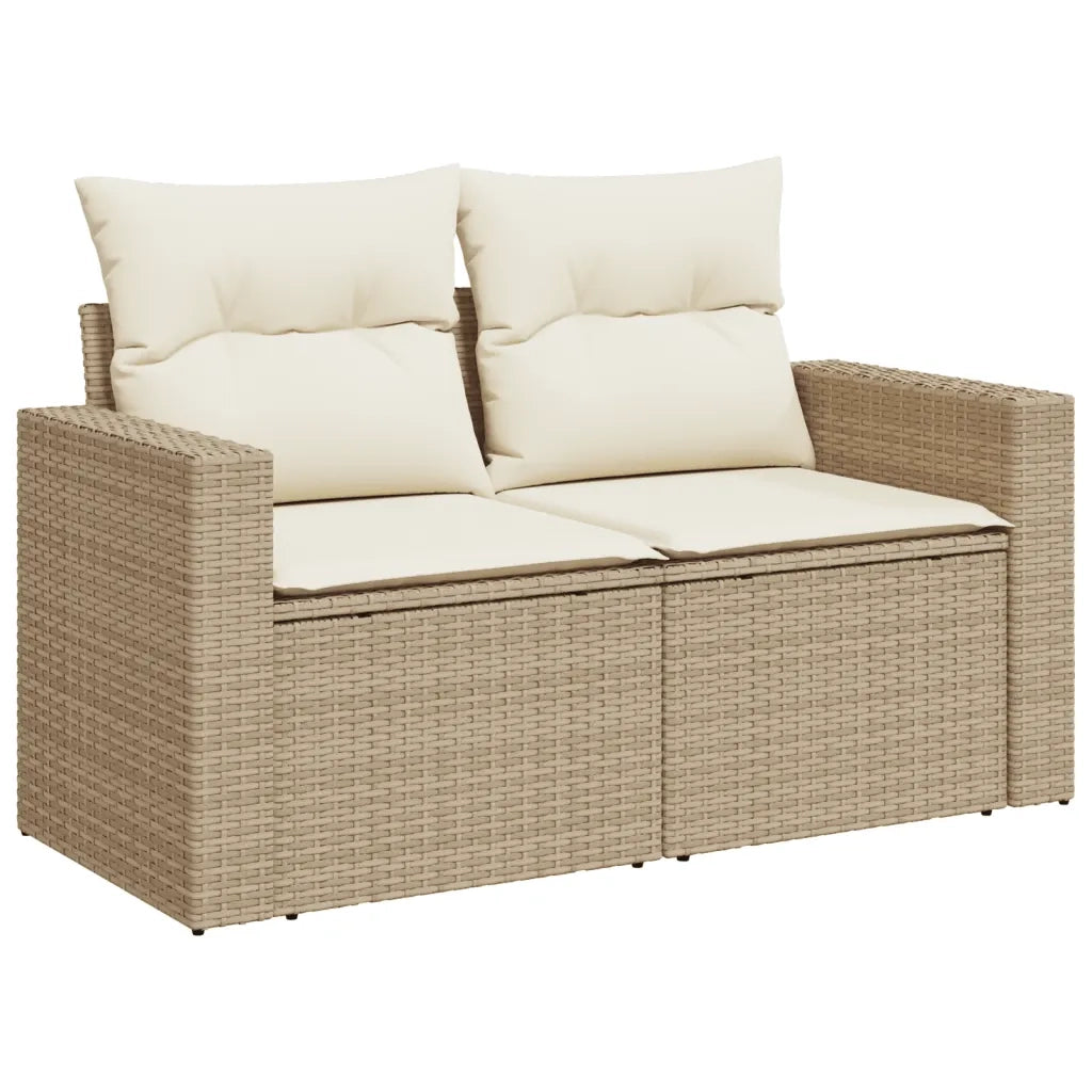 Set Divano da Giardino 10 pz con Cuscini Beige in Polyrattan 3219418