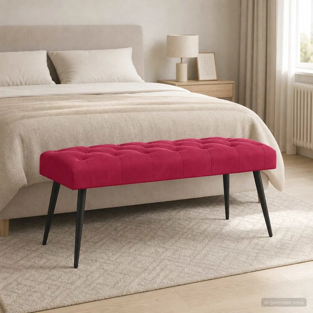 Panchina con bottoni imbottiti Rosso Vino 110 x 40 x 46 cm 42038576