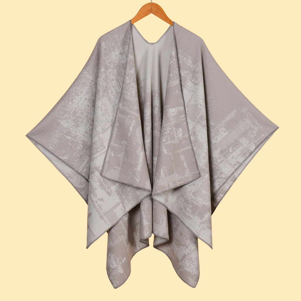 Sciarpa/stola calda da donna double-face jacquard - Poncho/scialle - Mantella calda da ufficio