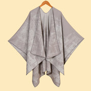 Sciarpa/stola calda da donna double-face jacquard - Poncho/scialle - Mantella calda da ufficio