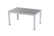 TAVOLO CON PIANO IN VETRO 150x90x75h CmPER INTERNI ED ESTERNI MODELLO "SEGINUS" Colore cappuccino/bianco
