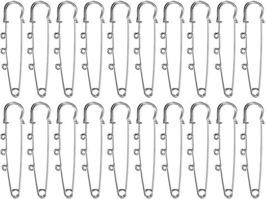 Set di 20 spille di sicurezza grandi 65 mm con 3 lacci in metallo dorato per abbigliamento DIY, mantelli, gonne, pesanti spille per cappelli, decorazioni artigianali