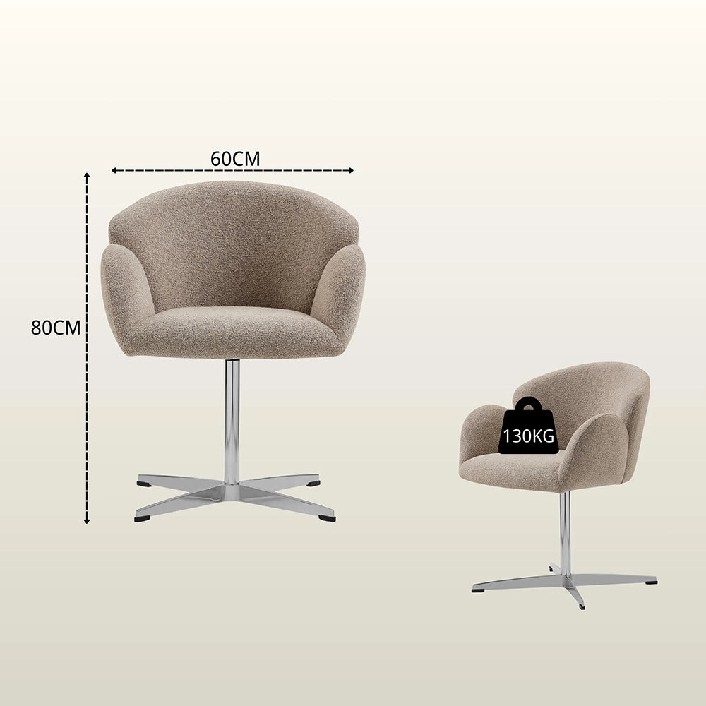 Sedia da pranzo girevole Moby Premium - Xylo - Struttura in acciaio inossidabile, altezza 48 cm, tessuto moka