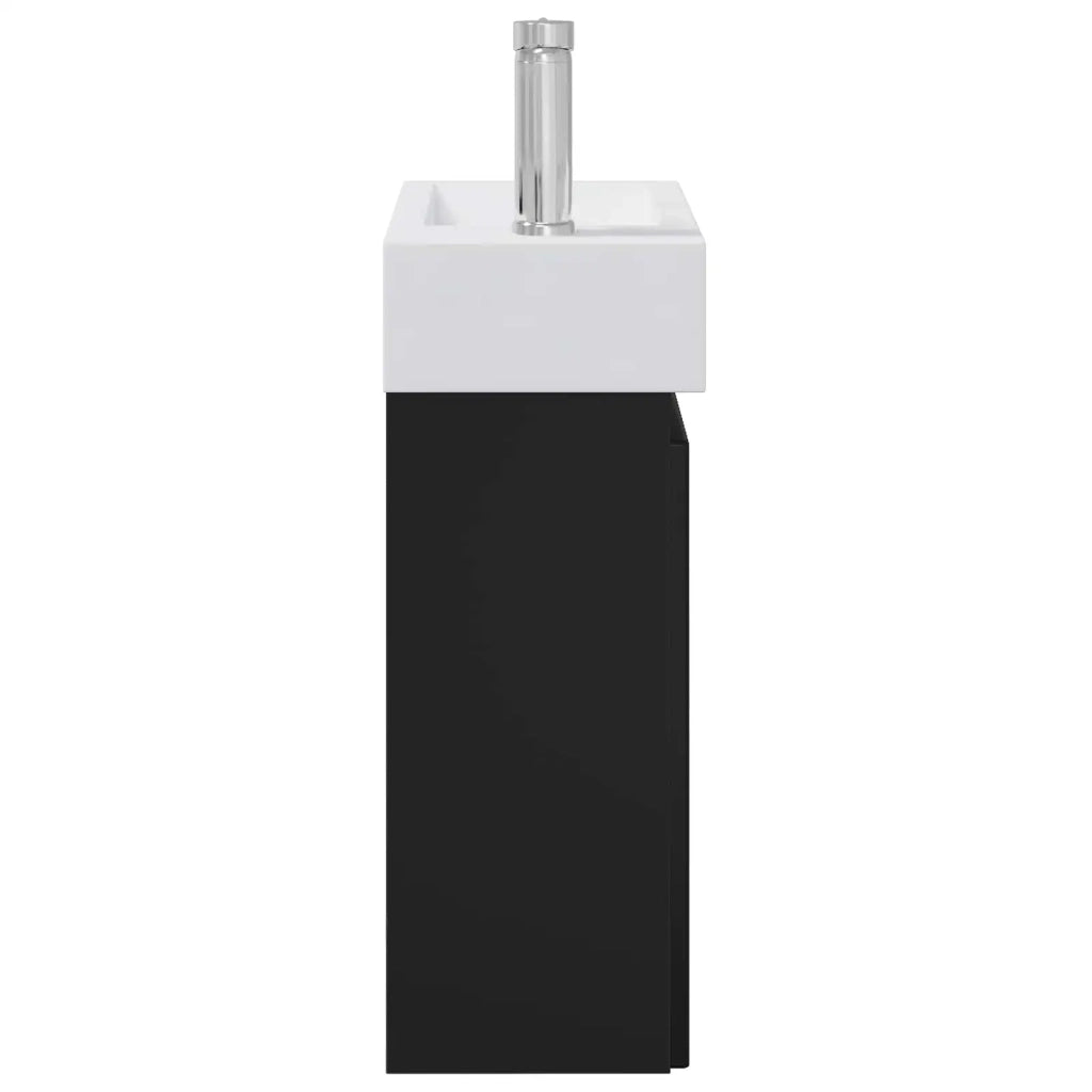Mobile bagno con rubinetto Nero 45,5 x 22,5 x 84 cm