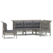 Set Divani da Giardino 5 pz | Set Salotto da Giardino con Cuscini in Polyrattan Grigio